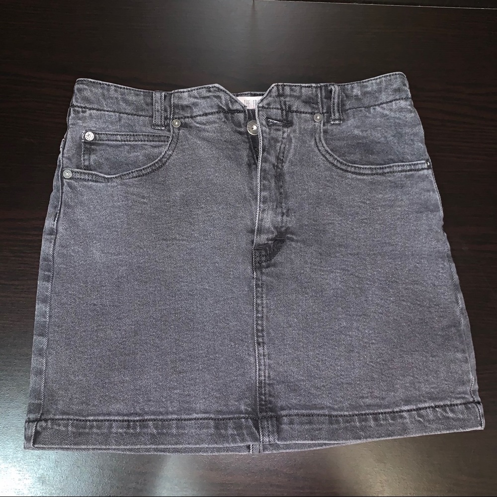 Free People Shes All That Black Denim Mini Skirt